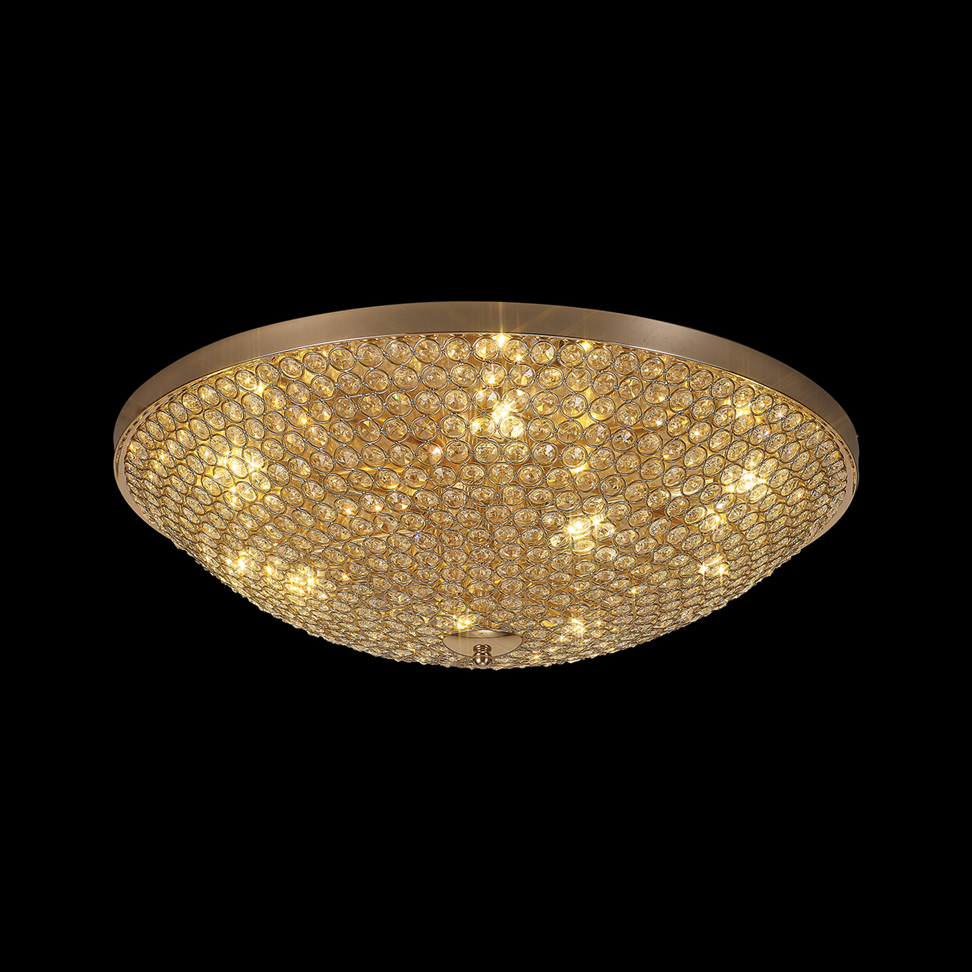 Ava French Gold Crystal Ceiling Lights Diyas Flush Crystal Fittings